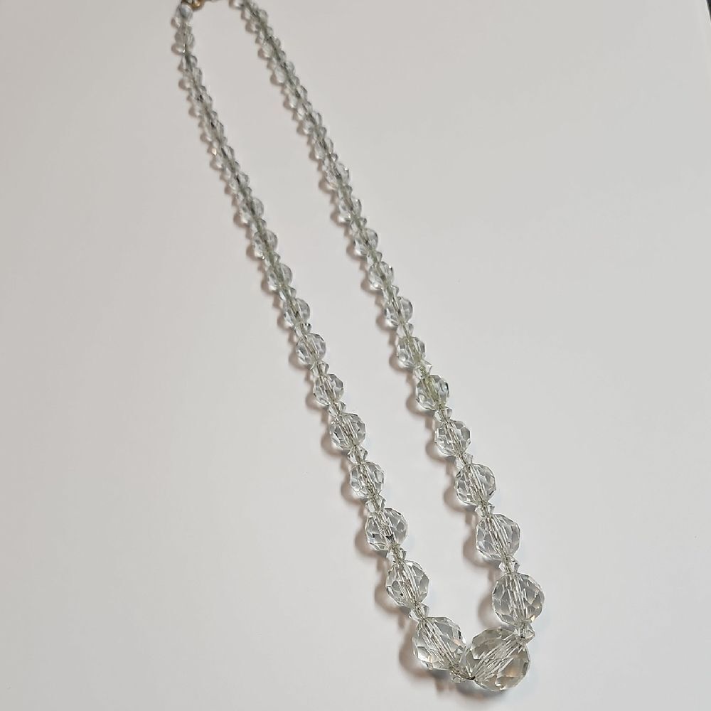 Art Deco Graduated Glass Crystal Beaded Necklace